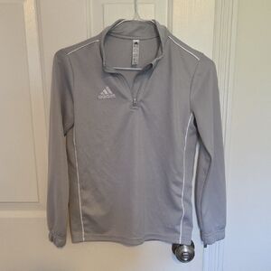 Adidas Light Gray Quarter Zip Pullover with white piping